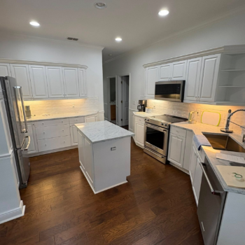 Modern kitchen with wooden floor