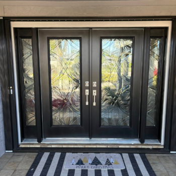Decorative glass double front doors