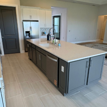 Modern kitchen with island countertop