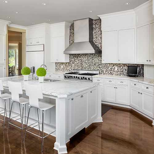 Modern white kitchen with island