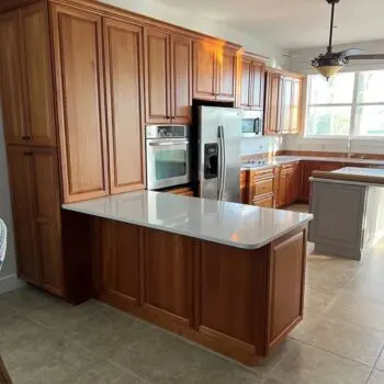 Kitchen with wooden cabinets countertop