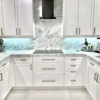 Modern white kitchen cabinets interior