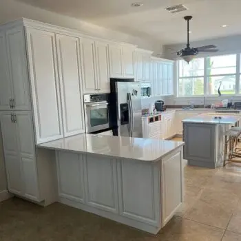 Modern kitchen with white cabinets