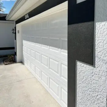 White garage door black trim